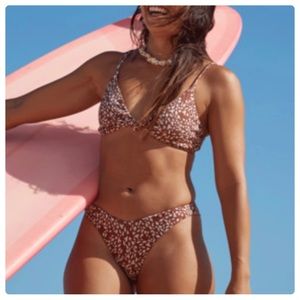 Roxy Brown and White Bikini